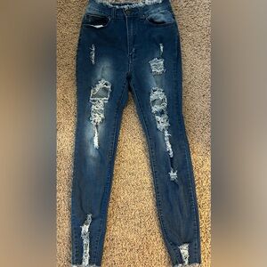 Distressed Blue Skinny Jeans